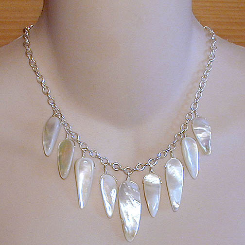 MOP Shard Necklace on Sterling Chain